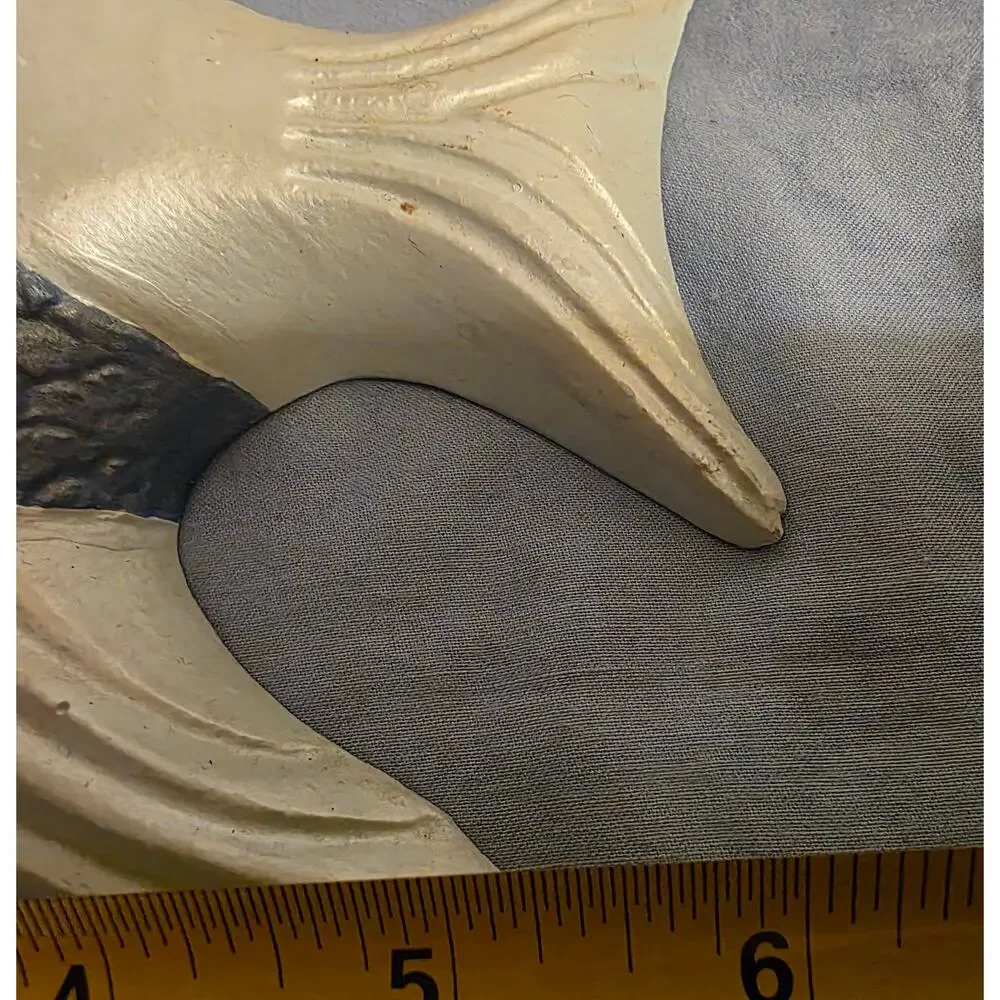 Vtg.  MCM Ceramic Mint Blue Pearl Angelfish Chalkware Set of 2